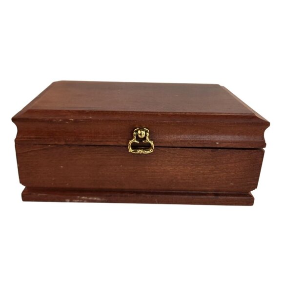 Thill’s Jewel Box Wooden Jewelry Organizer Vintage Brown W/ Pink Lining Storage - Picture 1 of 16